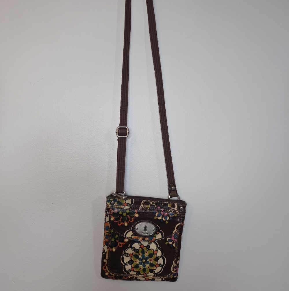 Fossil Key-Per Floral Brown Crossbody Bag